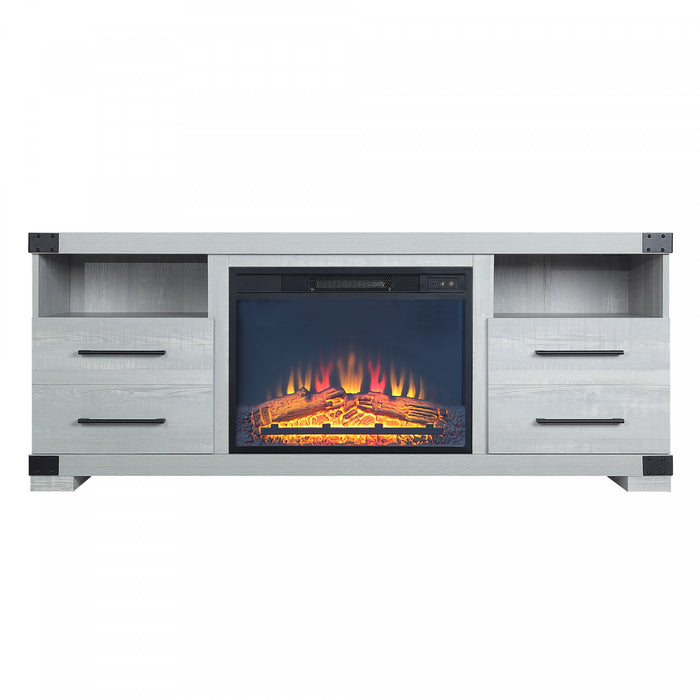 Richmond Industrial Traditional 2-Piece Electric Fireplace in Black and Gray
