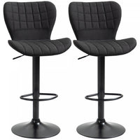HOMCOM Bar Stools Set of 2 Adjustable Height Swivel Bar Chairs with Back