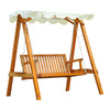 Outsunny 65\" Patio Swing Chair With Canopy Outdoor Wooden Swing Bench Hammock For Garden, Poolside, Backyard