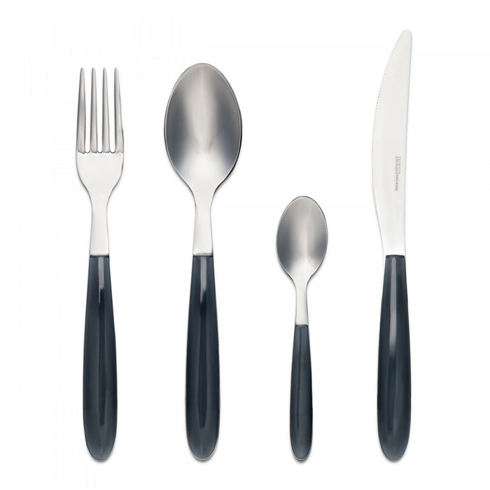 Arimi Nilu Italian Stainless Steel 24 Piece Flatware Set - Service For 6 - Grey Handle