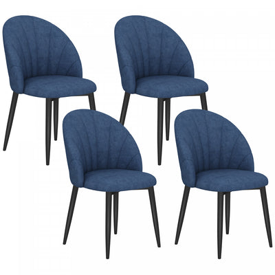 HOMCOM Dining Chairs Set of 4 Kitchen Chairs with Metal Legs Blue