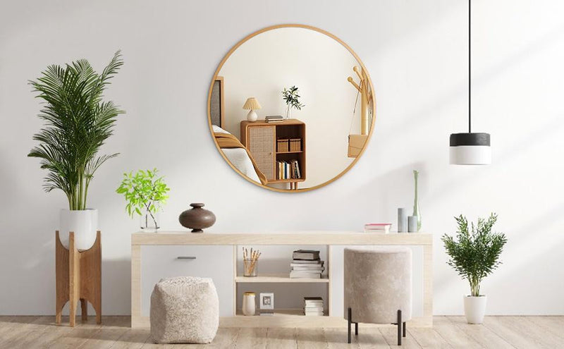 Arcus 36\" X 36\" Hand Crafted Round Mirror - Gold