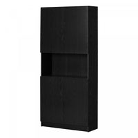 Liora 4-door Bookcase With Open Storage - Black Oak 