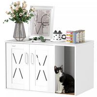 Pawhut Cat Litter Box Enclosure, Hidden Cat Litter Box Furniture With Scratching Board, Cat House En