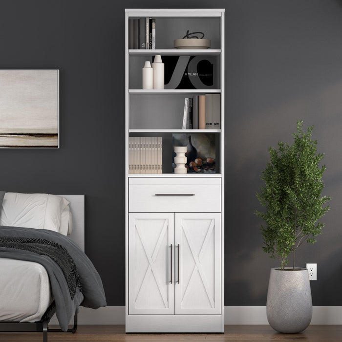 Bestar Key West 25 W Closet Organizer with Drawer & Doors - Pure White Oak