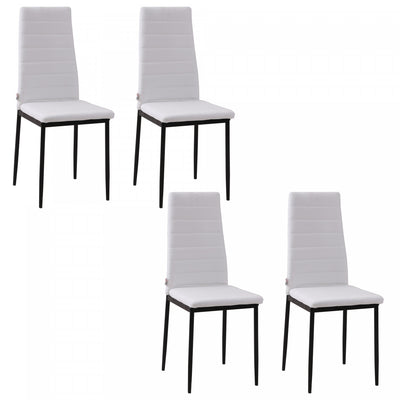 HOMCOM Dining Chairs Set of 4, Linen Fabric Upholstered Accent Chairs White