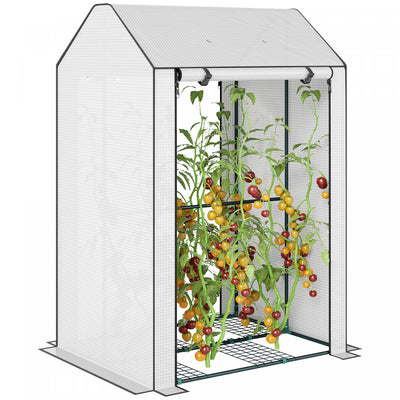 Outsunny Mini Greenhouse Portable Tomato Greenhouse with Vents, White