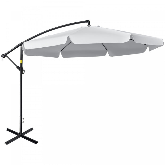 Outsunny 11ft Offset Hanging Patio Umbrella Cantilever Umbrella, White