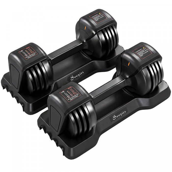 Soozier 5-25 lbs Adjustable Dumbbell Set of 2, 5-in-1 Dumbbell Weights