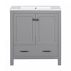 Harper 30 Inch Bathroom Vanity with Ceramic Sink and Smart Storage Cabinet, Grey | Harper Meuble de salle de bain 30 pouces avec vasque en ceramique et armoire de rangement intelligent, Gris