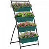 Outsunny 4-tier Vertical Raised Garden Bed With 4 Planter Boxes, Outdoor Plant Stand Grow Container With Leaking Holes For Balcony Patio Outdoor, Green