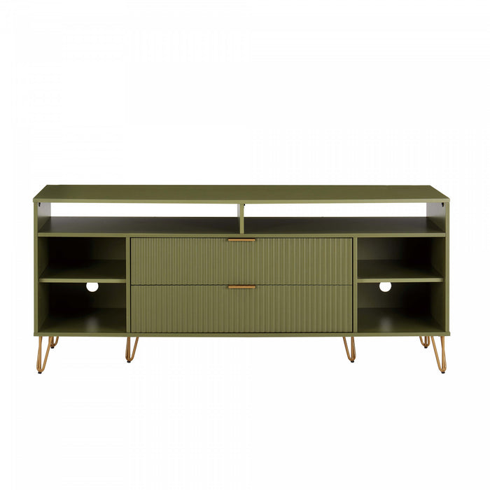 Dumbo Modern 63\" Fluted TV Stand in Olive Green