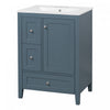 Mia 24\" Bathroom Vanity with Ceramic Sink and Multi-Drawer Storage, Blue Gray