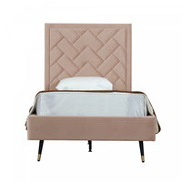 Crosby Modern Upholstered Velvet Twin Bed in Nude 