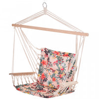 Outsunny Patio Hammock Chair, Portable Hanging Cotton Rope Hammock Swing Chair Sleeping Bed Seat Wit