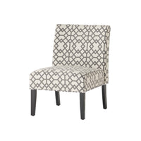 Oliver Linen-look Fabric Accent Chair With Rubberwood Legs - Grey and Ivory 