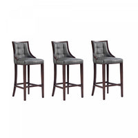 Fifth Avenue Traditional Wood Upholstered Barstool in Graphite - Set of 3 