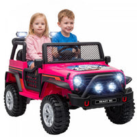 Qaba 2-Seater Ride on Truck Car, 12V Electric Car for Kids with Dual Motors, Remote Control, Soft Start, Four-Wheel Suspension, Max 5MPH, Seat Belt, Lights, Music, USB, Horn, Pink