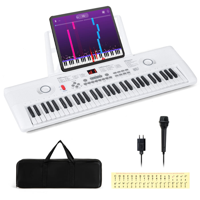 Costway 61Key Keyboard Piano for Beginners,Electric Portable Digital Piano with Music Stand White
