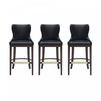 Blair Modern Wood Upholstered Barstool in Black - Set of 3 Bar Stool 