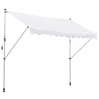 Outsunny 10x5ft Manual Retractable Awning, Patio Sun Shade Canopy Shelter With 5.6-9.2ft Support Pol