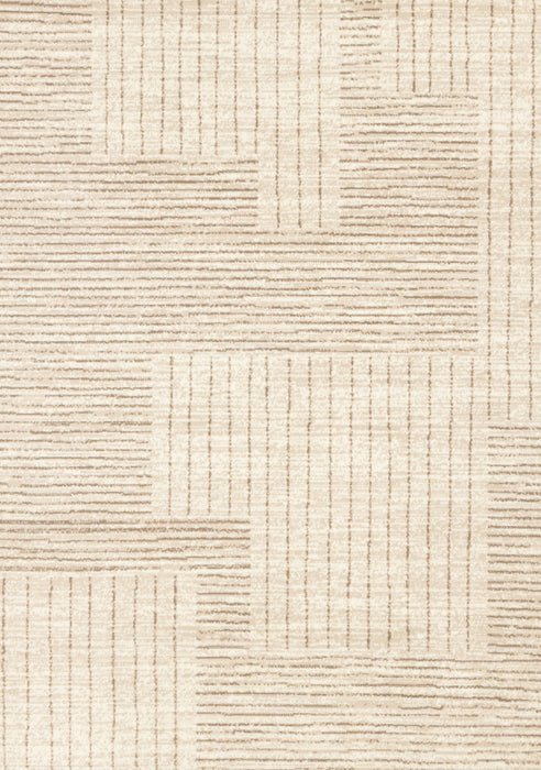 Florence Brown Cream Geometric Linework Design Rug, 6'7\" x 9'6\" Indoor Area Rug