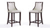 Emperor Traditional Wood Upholstered Barstool in Pearl White - Set of 2