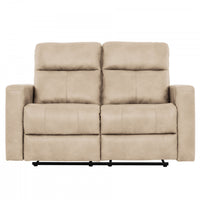 Denton 57 in. Faux Leather Manual Reclining Loveseat - Taupe 