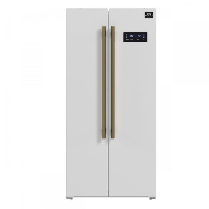 Forno Salerno 33-inch Side-by-Side White Refrigerator, 15.6 cu.ft. - FFRBI1805-33WHT