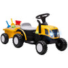 Qaba 2 in 1 Kids Ride On Tractor, 6V Electric Vehicle with Detachable Trailer, Battery Powered Toddlers Driving Toy with Music, Horn, Lights for Ages 1-3 Years, Yellow