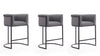 Cosmopolitan Mid-Century Modern Metal Upholstered Counter Stool in Gray - Set of 3 Bar Stool