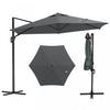 Costway 9 FT Patio Cantilever Umbrella with Sun-Protective Canopy, Top Air Vent Cross Base Gray