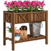 Outsunny Wooden Raised Planter Box, Flower Bed, 34\"x18\"x30\", Carbonized