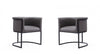 Cosmopolitan Mid-Century Modern Vegan Leather Metal Dining Chair in Graphite - Set of 2