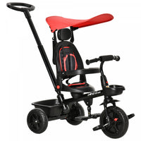 Qaba Kids Tricycle 4 In 1 Trike With Reversible Angle Adjustable Seat Removable Handle Canopy Handra