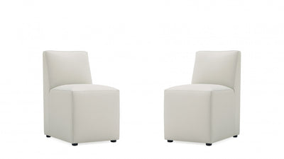 Anna Square Modern Vegan Leather Dining Chair in Stone Gray - Set of 2 | Chaise de salle a manger moderne en cuir vegetalien gris pierre Anna - Lot de 2