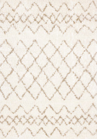 Taylor Cream Brown Lattice Shag Rug, 5'3