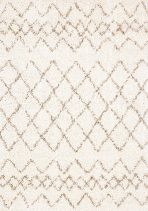 Taylor Cream Brown Lattice Shag Rug, 5'3\" x 7'7\" Indoor Area Rug