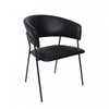Slate Contemporary Modern Vegan Leather Metal Armchair in Black - Set of 2 | Fauteuil contemporain moderne en cuir vegetalien avec accoudoirs en metal noir - Lot de 2