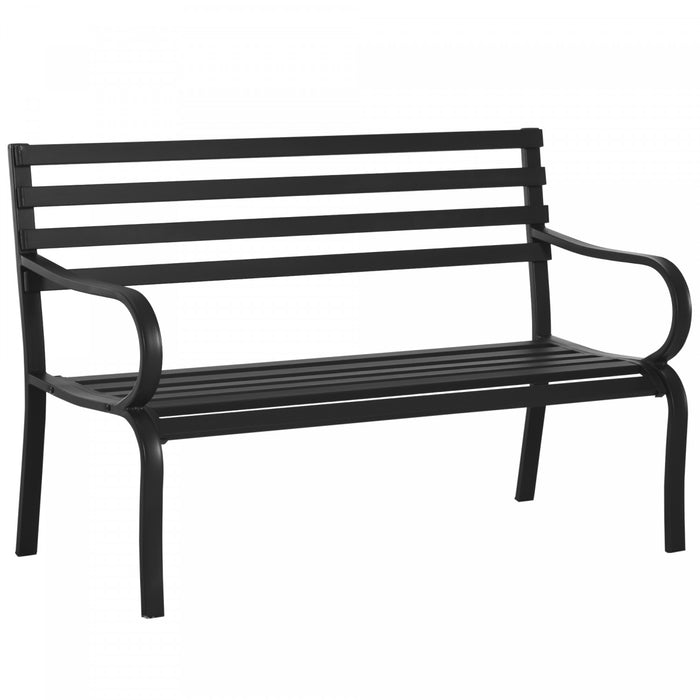Outsunny Outdoor Bench, 2 Seater Metal Garden Bench For Yard, Lawn, Black
