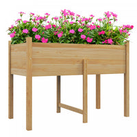 Outsunny Wooden Raised Garden Bed With Drain Holes, Bed Liner For Vegetables, Flowers, Herbs, Outdoo