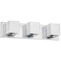 Dainolite Verona 3 Light Vanity Light Polished Chrome Finish White Glass Shade Lamp