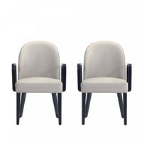 Hillman Modern Wood Upholstered Armchair in Light Gray - Set of 2 Dining Chair