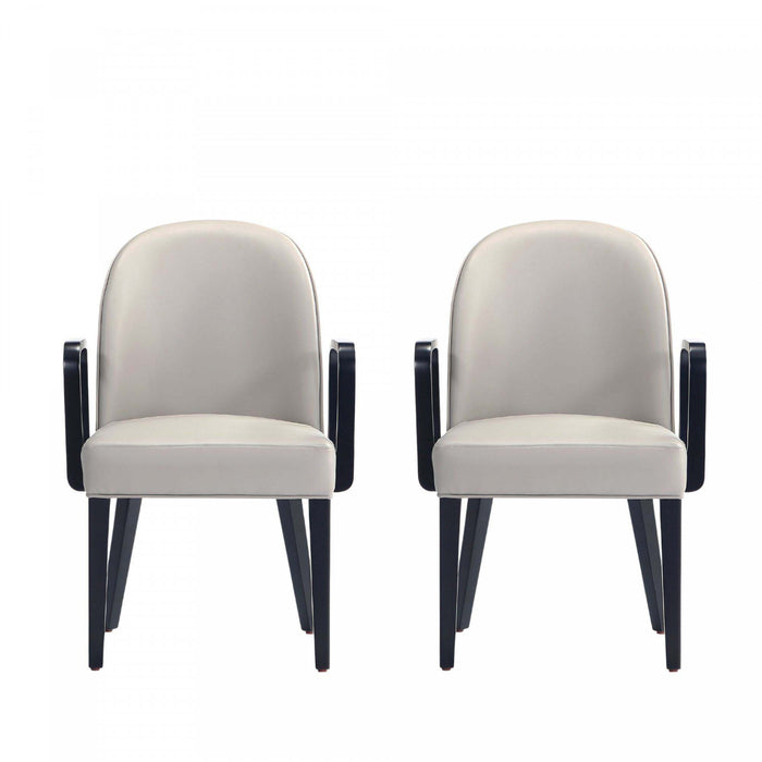 Hillman Modern Wood Upholstered Armchair in Light Gray - Set of 2 Dining Chair