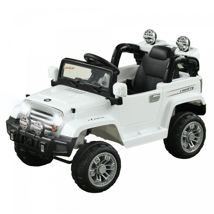 Aosom 12v Kids Ride On Car Electric Ride On Toy Truck With Remote Control 2 Speeds Lights Mp3 Lcd Indicator Perfect Gift For Children (white)