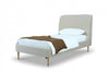 Heather Mid-Century Modern Velvet Upholstered Twin Bed in Cream and Gold