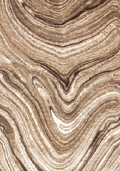 Forte Brown Cream Soothing Waves Area Rug - 5'3" x 7'5"|Carpette Forte brune et crème à motif de vagues apaisantes - 5 pi 3 po x 7 pi 5 po