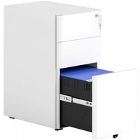 Vinsetto Steel File Cabinet with 3 Drawers, Lockable Filing Cabinet, White