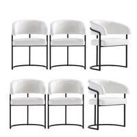 Augusta Modern Metal Vegan Leather Dining Chair in White - Set of 6