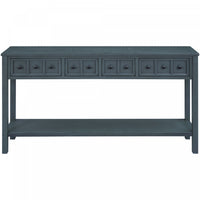 Michael Solid Wood Console Table For Entryway With Storage Drawers And Bottom Shelf - Blue 